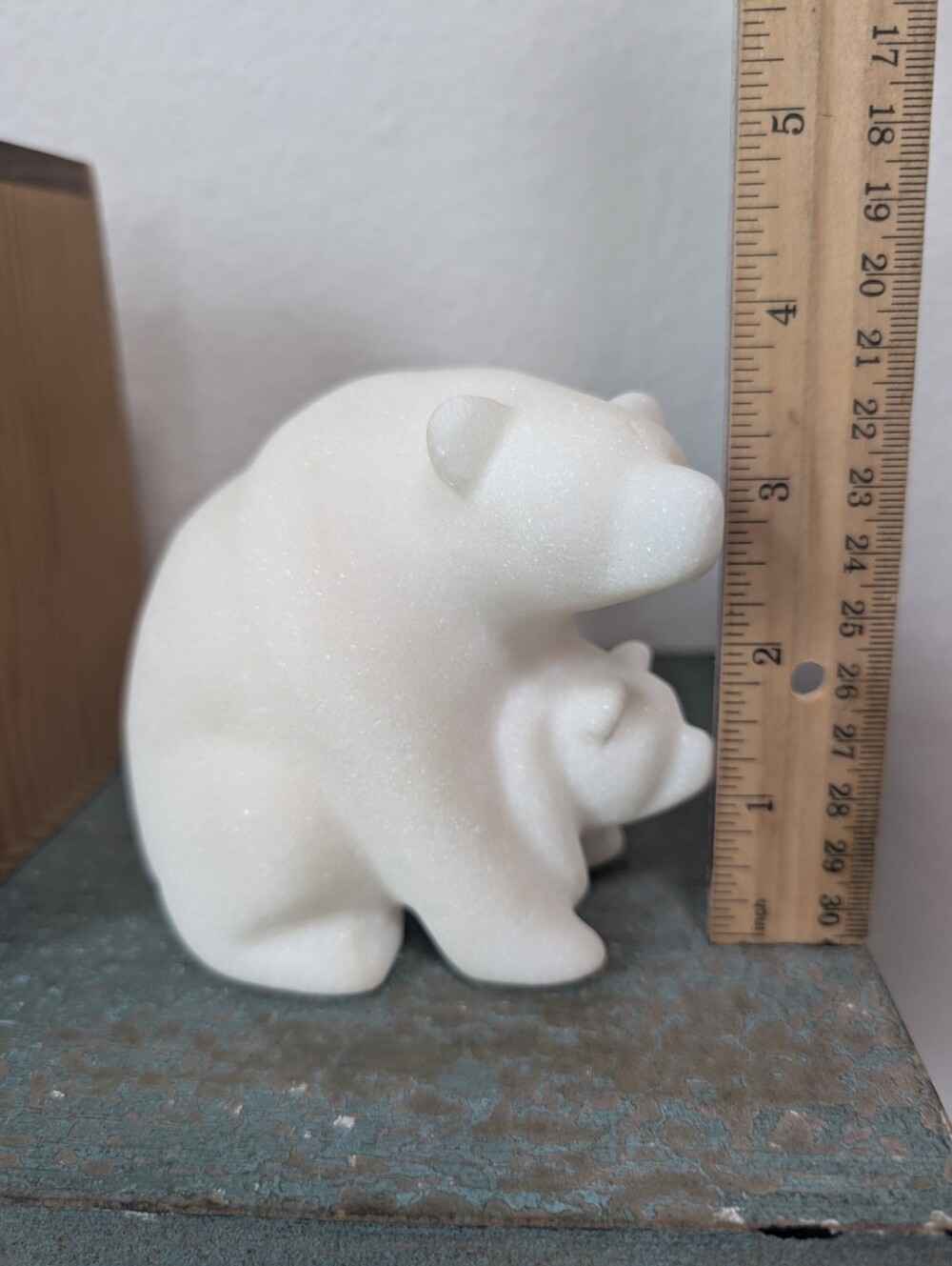 Cassiar Jade Heavy White Marble Polar Bear & Cub 4" Figurine with Box - Picture 10 of 13